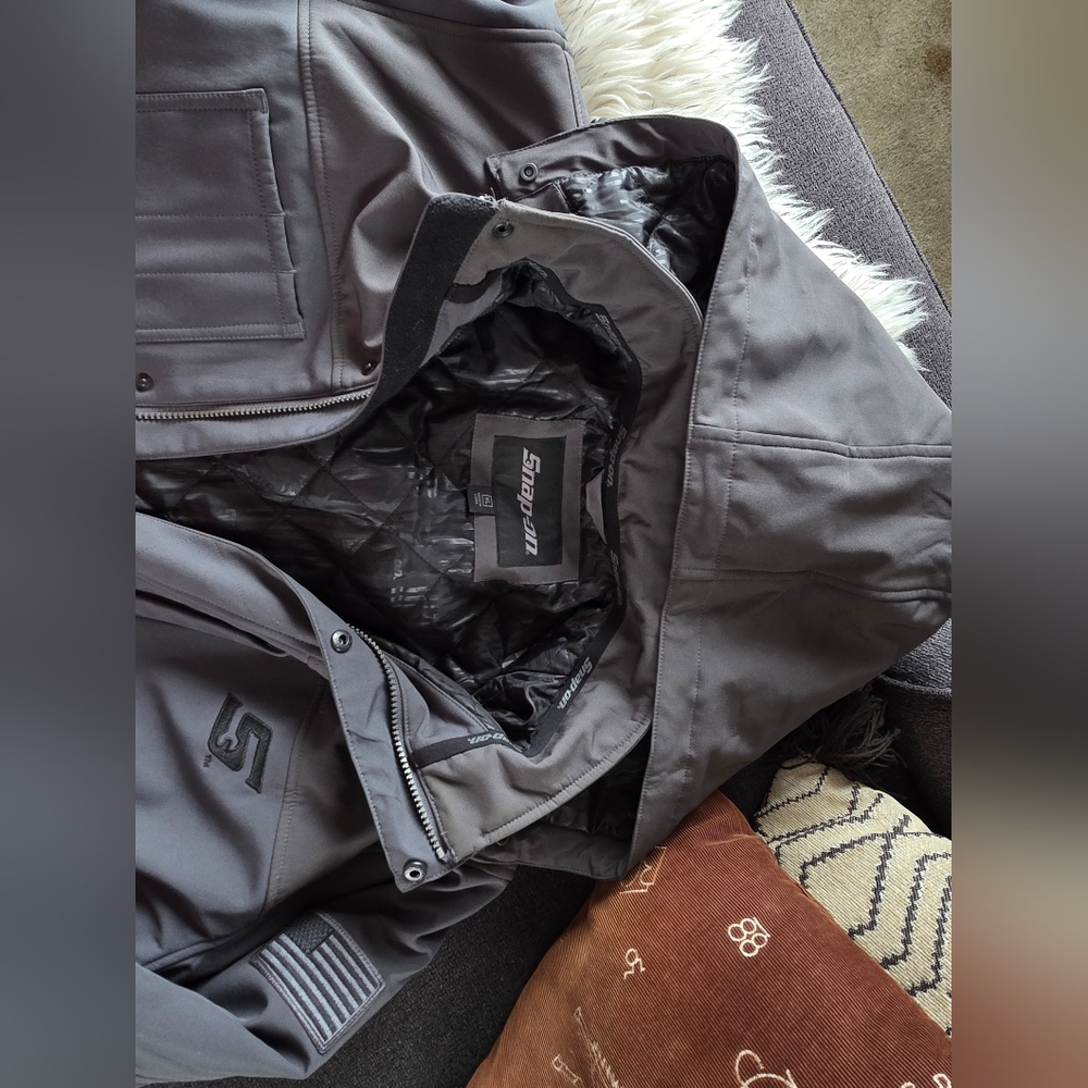 Men's Gray Softshell Snap-On Jacket - image 2